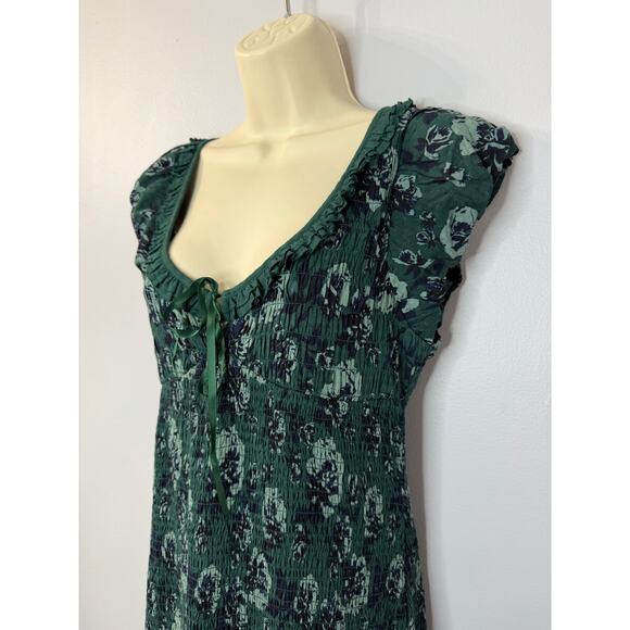 Free People Mckenna Dobby Midi Dress Stretch Dark Romantic Sz S Green Floral - Picture 6 of 14